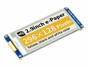 Waveshare® 2,9-Zoll-Tintenbildschirm E-Ink-Display 296 × 128 Auflösung Schwarz Gelb Weiß Dreifarbiges E-Paper-Modul