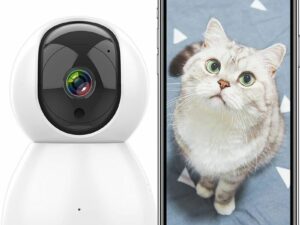 Deckon - 1080P WLAN-Überwachungskamera für den Innenbereich, 360°-IP-Kamera, kompatibel mit Alexa Google Home, Nachtsicht, Bewegungsverfolgung,