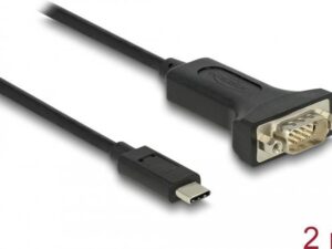 Delock Adapter USB Type-C™ zu 1 x Seriell RS-232 D-Sub 9 Pin Stecker mit Muttern 2 m (64196)