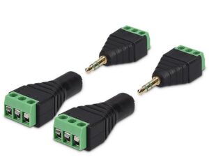 kwmobile Audio-Adapter, 2x 3,5 mm Klinkenstecker - Klinke auf 3-Pin Audio Kabel Terminal Block Set - Terminalblock 3.5 mm Klinke 3-polig - Schraubbefestigung
