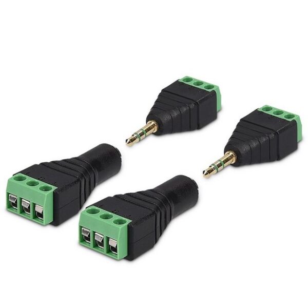 kwmobile Audio-Adapter, 2x 3,5 mm Klinkenstecker - Klinke auf 3-Pin Audio Kabel Terminal Block Set - Terminalblock 3.5 mm Klinke 3-polig - Schraubbefestigung