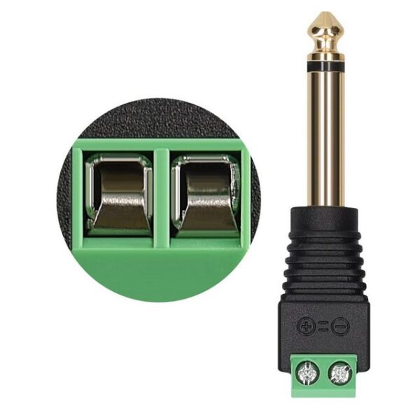 kwmobile Audio-Adapter, 2x 6,35mm Klinkenstecker Adapter - Klinke auf 2-Pin Audio Kabel Terminal Block Set - Terminalblock 6.35mm Klinke 2-polig - Schraubbefestigung