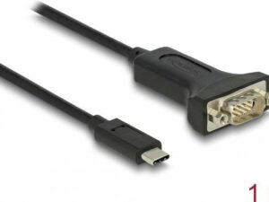 Delock Adapter USB Type-C™ zu 1 x Seriell RS-232 D-Sub 9 Pin Stecker mit Muttern 1 m (64195)