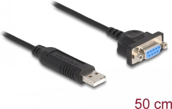 DeLOCK USB 2.0 zu Seriell RS-232 Adapter mit kompaktem seriellen Steckergehäuse 50 cm FTDI (66453)