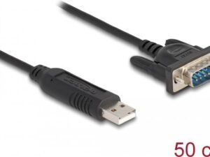 DeLOCK USB 2.0 zu Seriell RS-232 Adapter mit kompaktem seriellen Steckergehäuse 50 cm FTDI (66461)