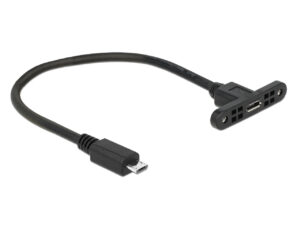 Delock USB-Adapter, Micro-USB-Buchse auf Micro-USB-Stecker mit Schraubfixierung, 25 cm