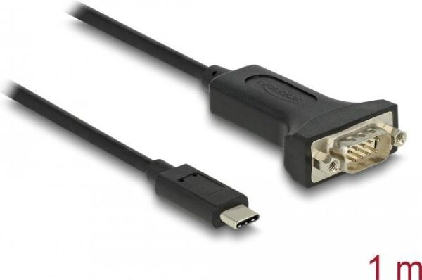 Delock Adapter USB Type-C™ zu 1 x Seriell RS-232 D-Sub 9 Pin Stecker mit Muttern 1 m (64195)