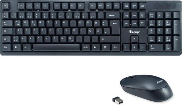 Equip EQUIP Kabellose Kombi Keyboard+Mouse, schwarz, deutsch Tastatur- und Maus-Set