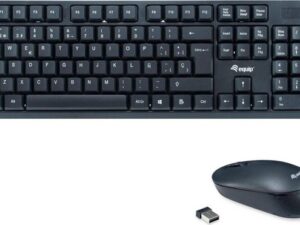 Equip EQUIP Kabellose Kombi Keyboard+Mouse, schwarz, spanisch Tastatur- und Maus-Set