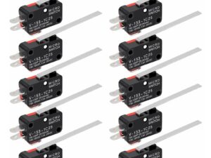 Longziming - 10 Stück Mikro-Endschalter Scharnierhebel spdt 1NO 1NC Momentary Long Lever Switch Mikroschalter 3-polig für Arduino