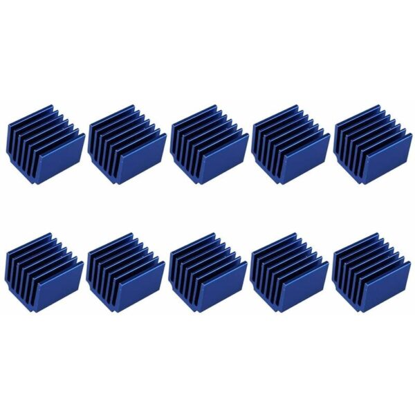 Longziming - 10er-Pack 3D-Druckerteile Kühlkörpertreiber Aluminium-Kühlkörper für Raspberry Pi LV8729 A4988 DRV8825 TMC2208 TMC2100 TMC2130 Blau