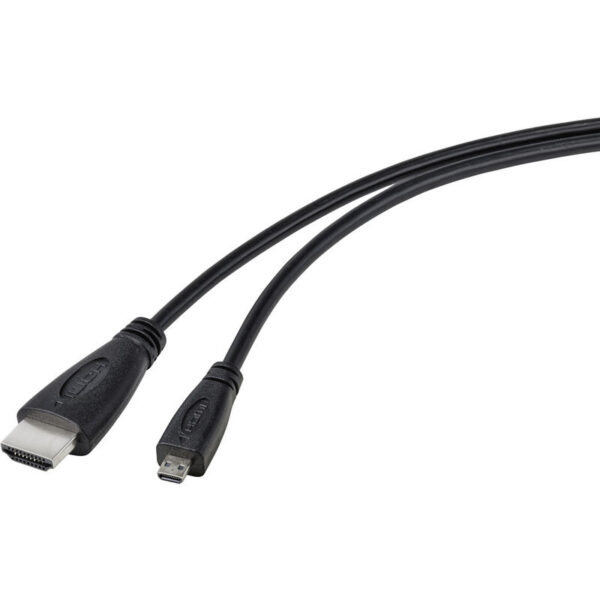 TRU COMPONENTS HDMI-Kabel Raspberry Pi [1x HDMI-Stecker - 1x HDMI-Stecker D Micro] 1.80 m Schwarz